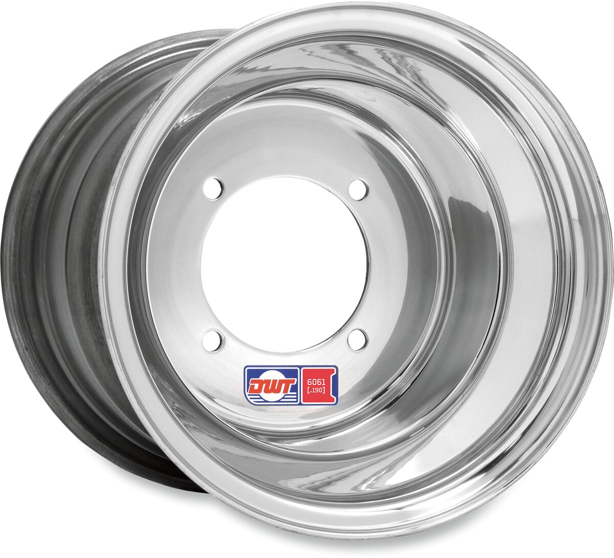 WHEEL REAR RED LABEL 10X10 4/110 4+6 ROLL-FORGED ALUMINUM ROLLED-LIP POLISHED SILVER