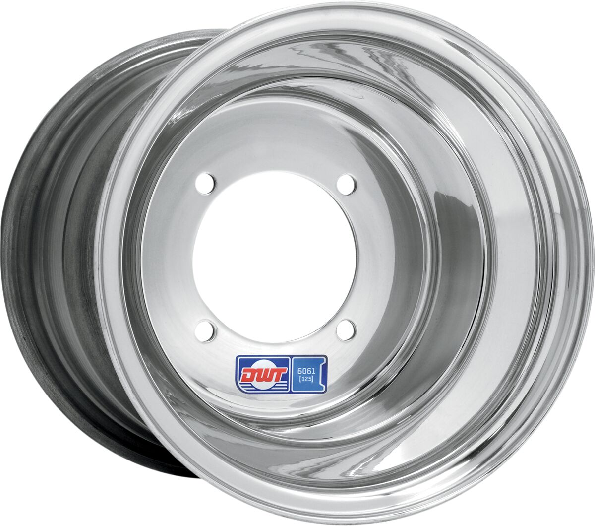 WHEEL REAR BLUE LABEL 10X10 4/115 4+6 SPUN ALUMINUM STANDARD-LIP POLISHED SILVER