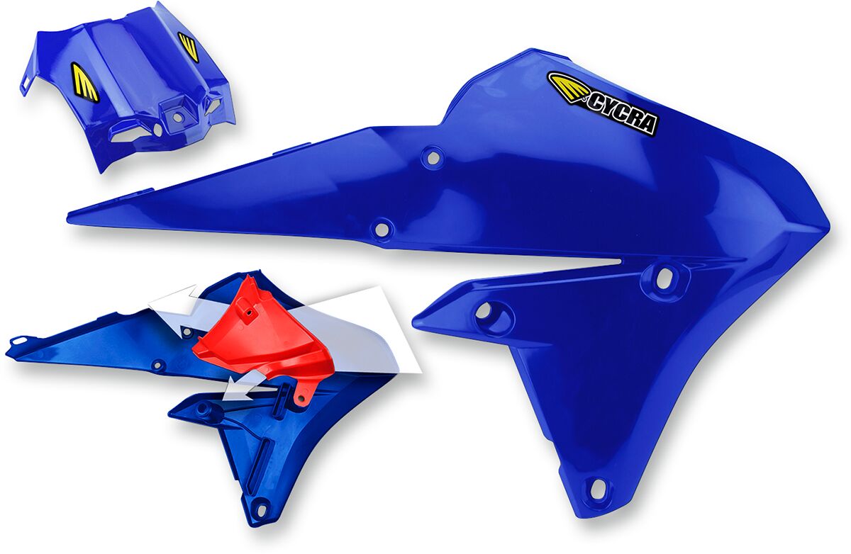 POWERFLOW INTAKE RADIATOR SHROUDS W/AIRBOX COVER YAMAHA BLUE