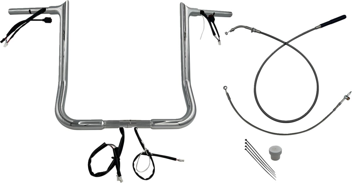 EZ Install Wired Handlebar Kit - 1-1/4" - Pointed Top - 16" - Chrome