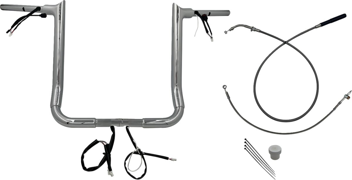 EZ Install Wired Handlebar Kit - 1-1/2" - Pointed Top - 16" - Chrome