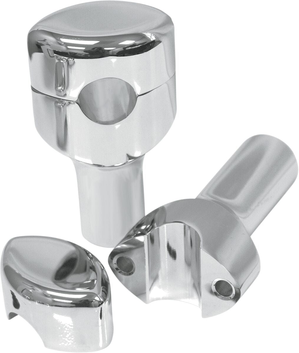 HEFTY RISERS SMOOTH FOR 1 1/4" HANDLEBARS 3" RISE CHROME UNIVERSAL