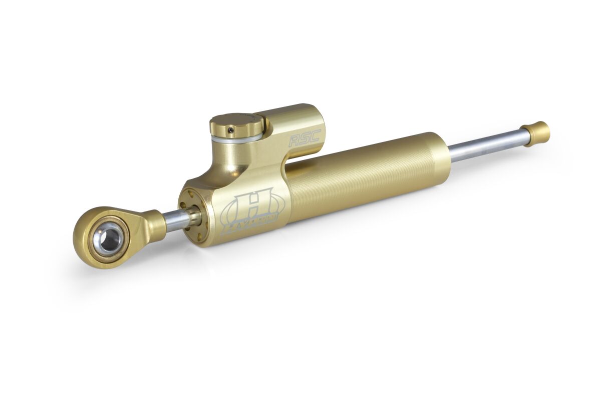 RSC STEERING DAMPER 75MM PROGRESSIVE REVERSED GOLD
