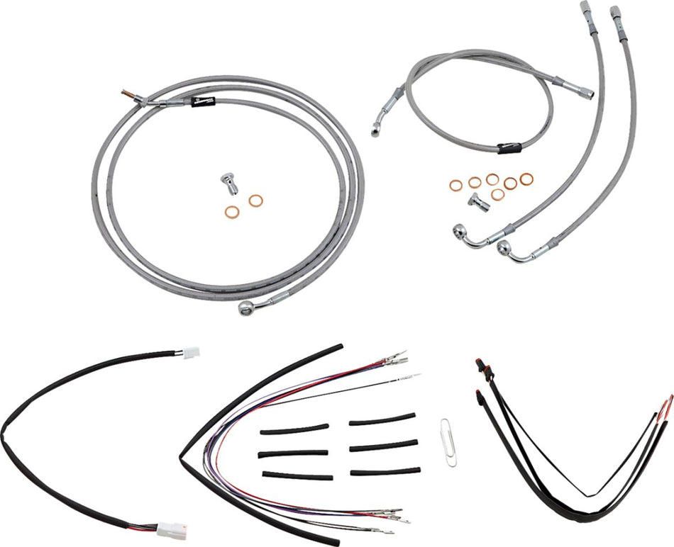 CABLE KIT 14" BRAIDED STAINLESS STEEL HANDLEBAR W/O ABS