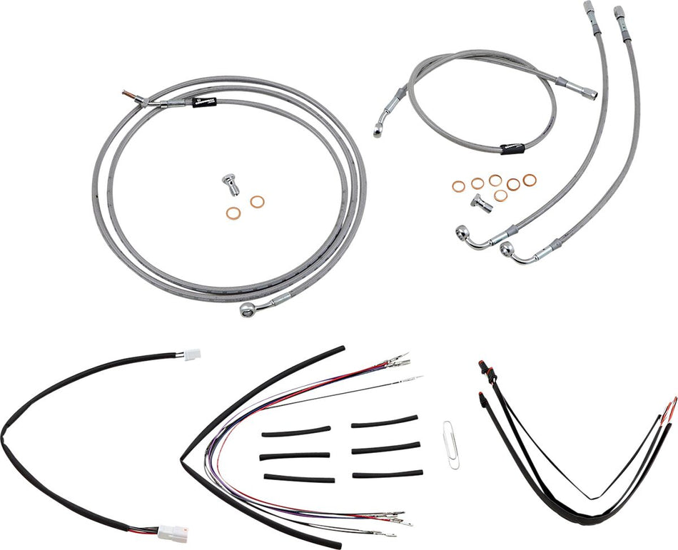 CABLE KIT 14" BRAIDED STAINLESS STEEL HANDLEBAR W/O ABS
