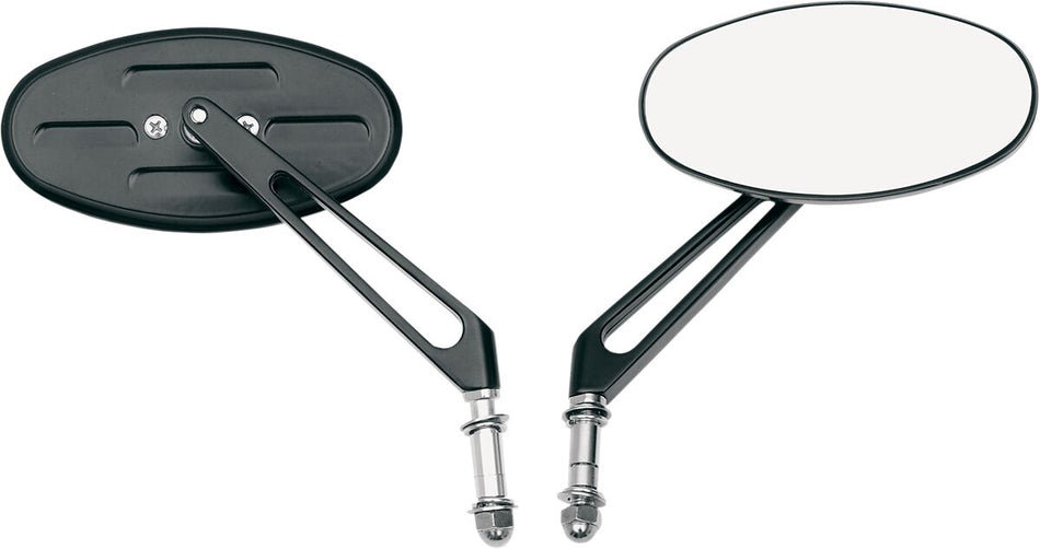MIRROR NESS STEALTH I OVAL W/ 4.75" STEM BLACK