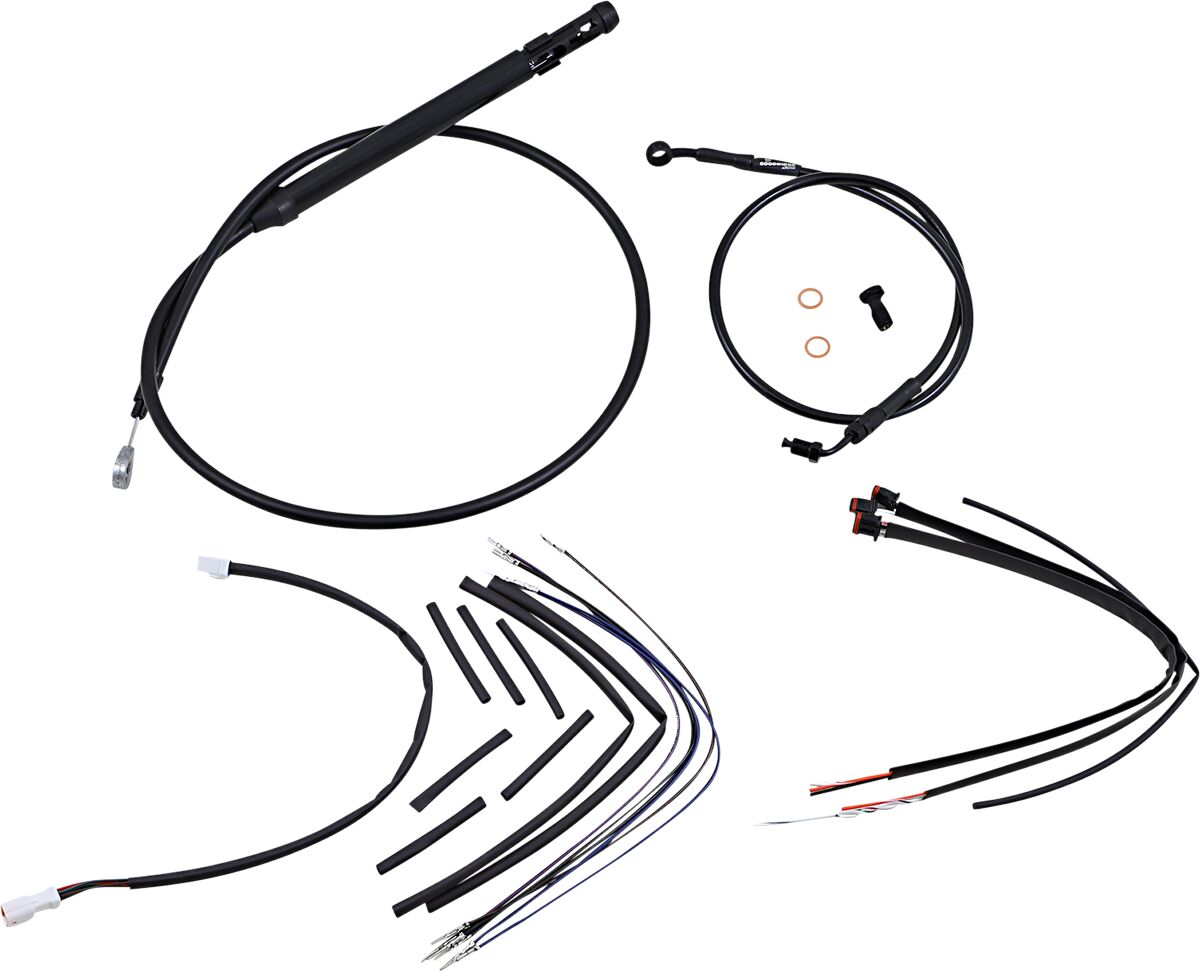 Complete Black Vinyl Handlebar Cable/Brake Line Kit For 14" Ape Hanger Handlebars