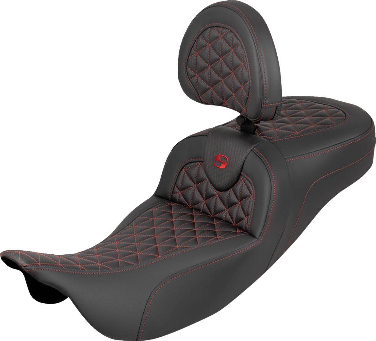 RoadSofa™ Tri Gripper Seat - Standard Reach - Red Stitch - w/ Backrest
