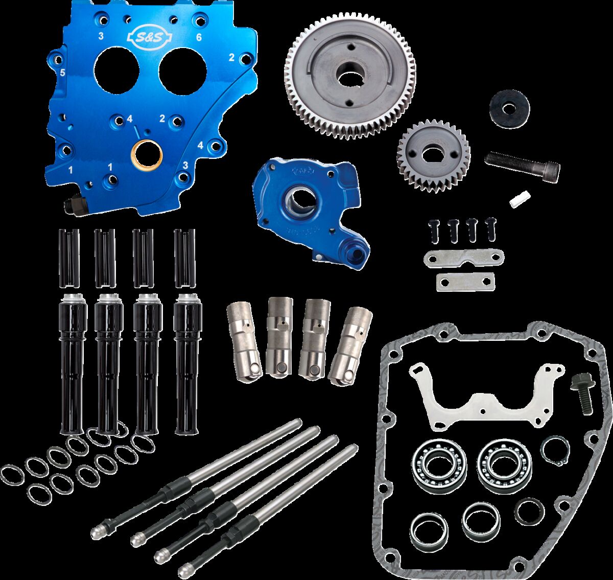 Cam Chest Kit w/o Cams Gear drive Oil cooled Blk PR TC 99-06