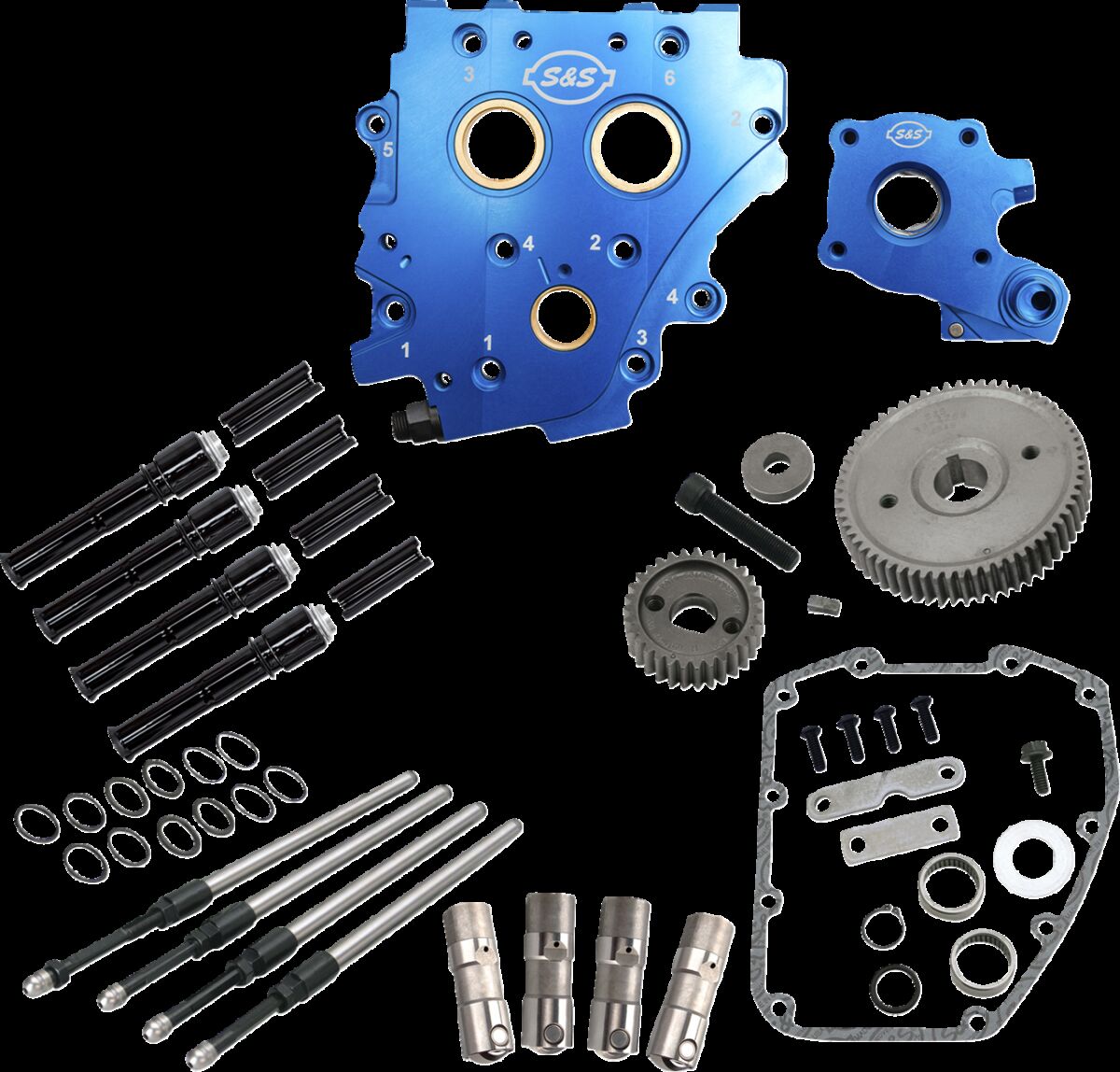 Cam Chest Kit w/o Cams Gear drive Wtr cooled Blk PR TC 07-16