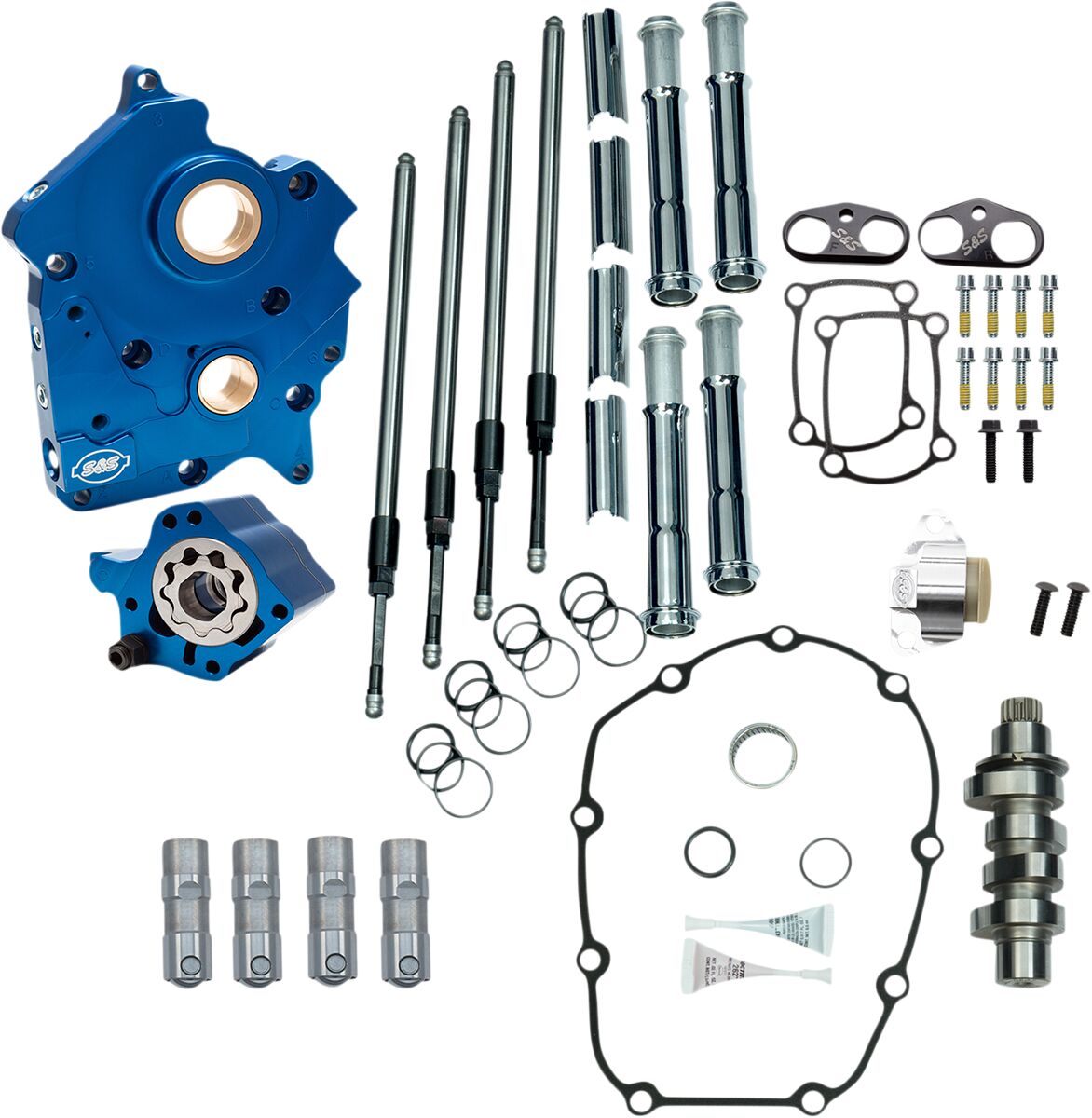 Cam Chest Kit - Water Cooled - Chain Drive - 465 Cam - Chrome Pushrod Tubes - M8