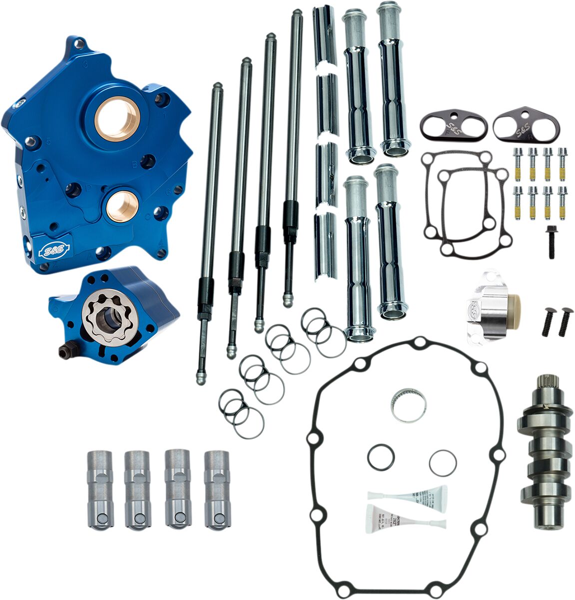 Cam Chest Kit - Water Cooled - Chain Drive - 475 Cam - Chrome Pushrod Tubes - M8