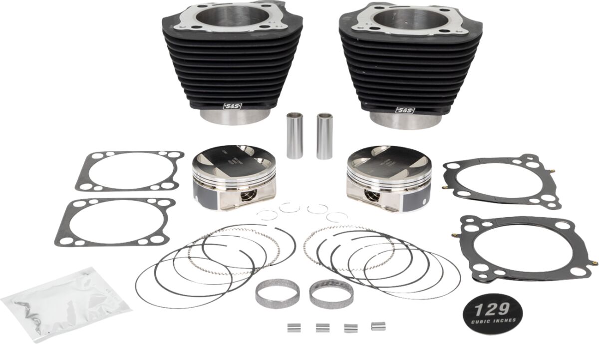 129" Cylinder Kit - 4.375" Stroke - Wrinkle Black w/o Highlighted Fins - M8