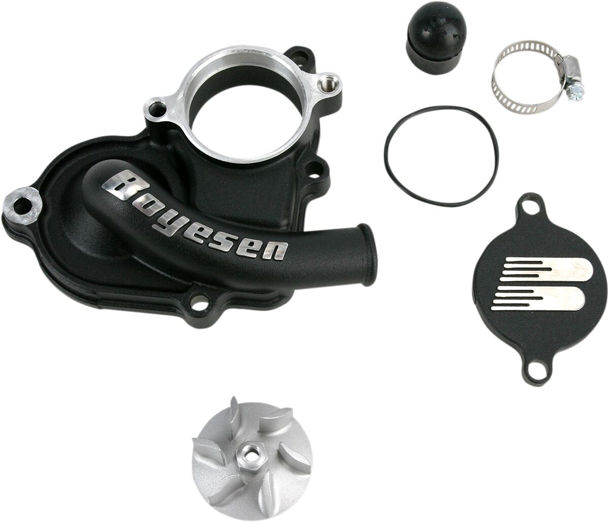 WATER PUMP COVER & IMPELLER KIT SUPERCOOLER ALUMINUM BLACK