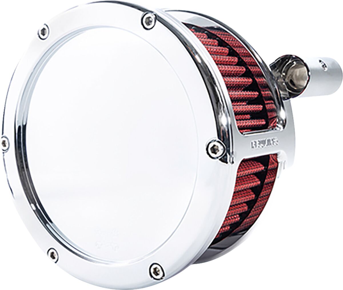 AIR CLEANER BA SOLID COVER CHROME/RED TC,08-17 TOUR