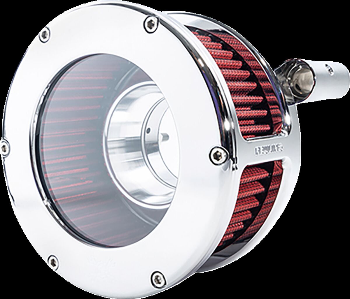 AIR CLEANER BA CLEAR COVER CHROME/RED TC,08-17 TOUR