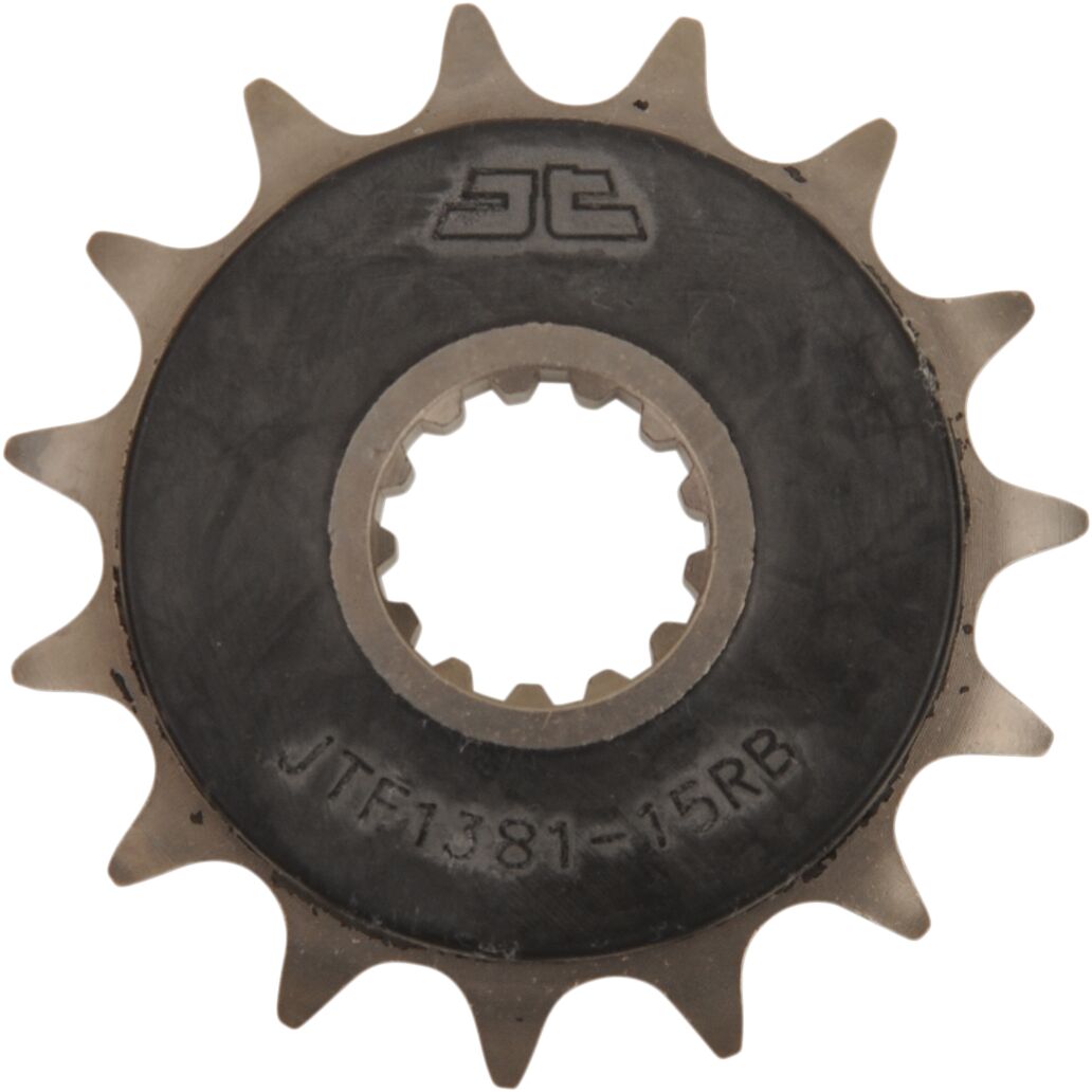 JTF1381.15RB FRONT RUBBER CUSHIONED SPROCKET 15 TEETH 520 PITCH NATURAL SCM420 CHROMOLY STEEL ALLOY