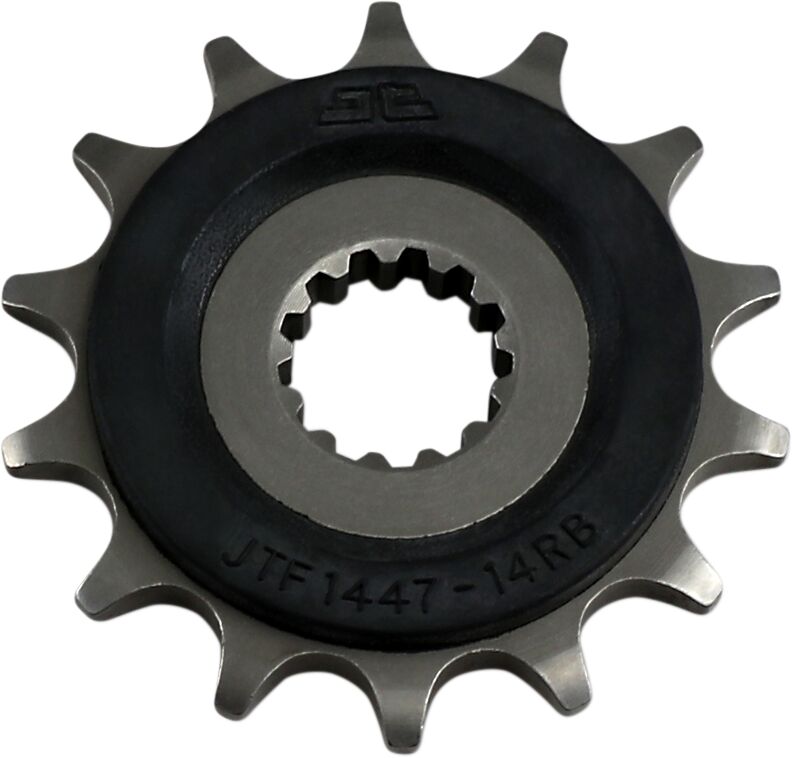 JTF1447.14RB FRONT RUBBER CUSHIONED SPROCKET 14 TEETH 520 PITCH NATURAL SCM420/20CRMO CHROMOLY STEEL