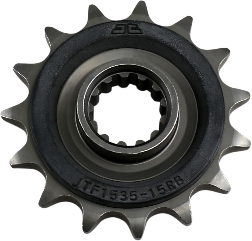 JTF1535.15RB FRONT RUBBER CUSHIONED SPROCKET 15 TEETH 525 PITCH NATURAL SCM420 CHROMOLY STEEL ALLOY