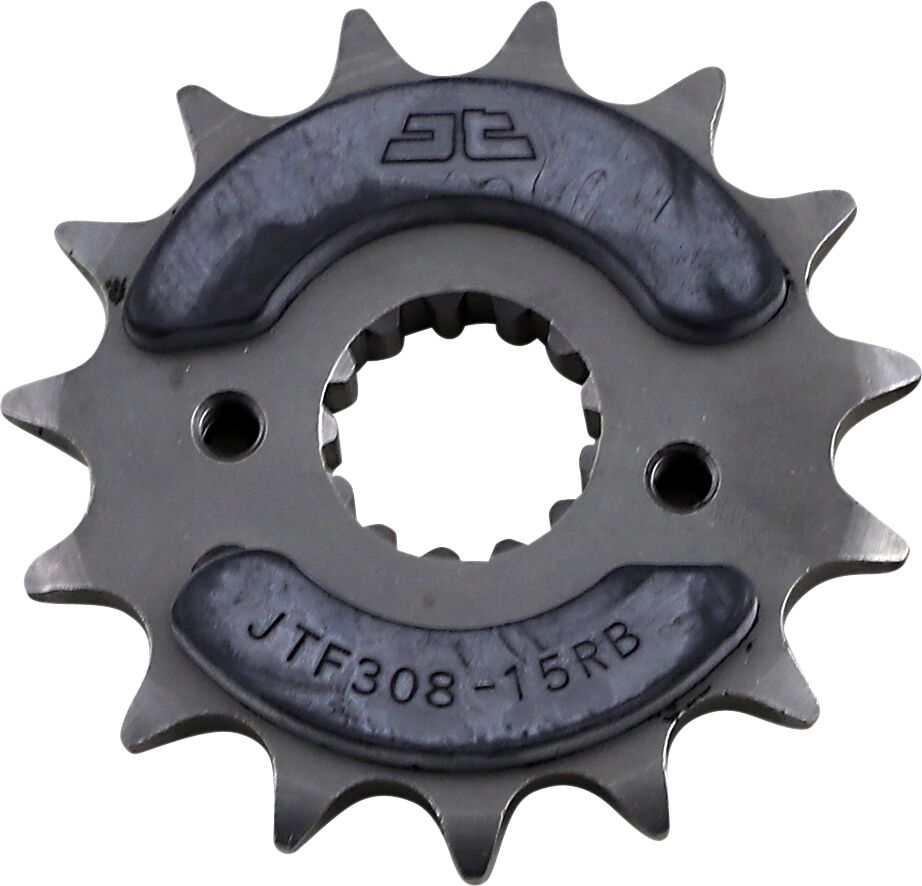 JTF308.15RB FRONT RUBBER CUSHIONED SPROCKET 15 TEETH 520 PITCH NATURAL SCM420 CHROMOLY STEEL ALLOY