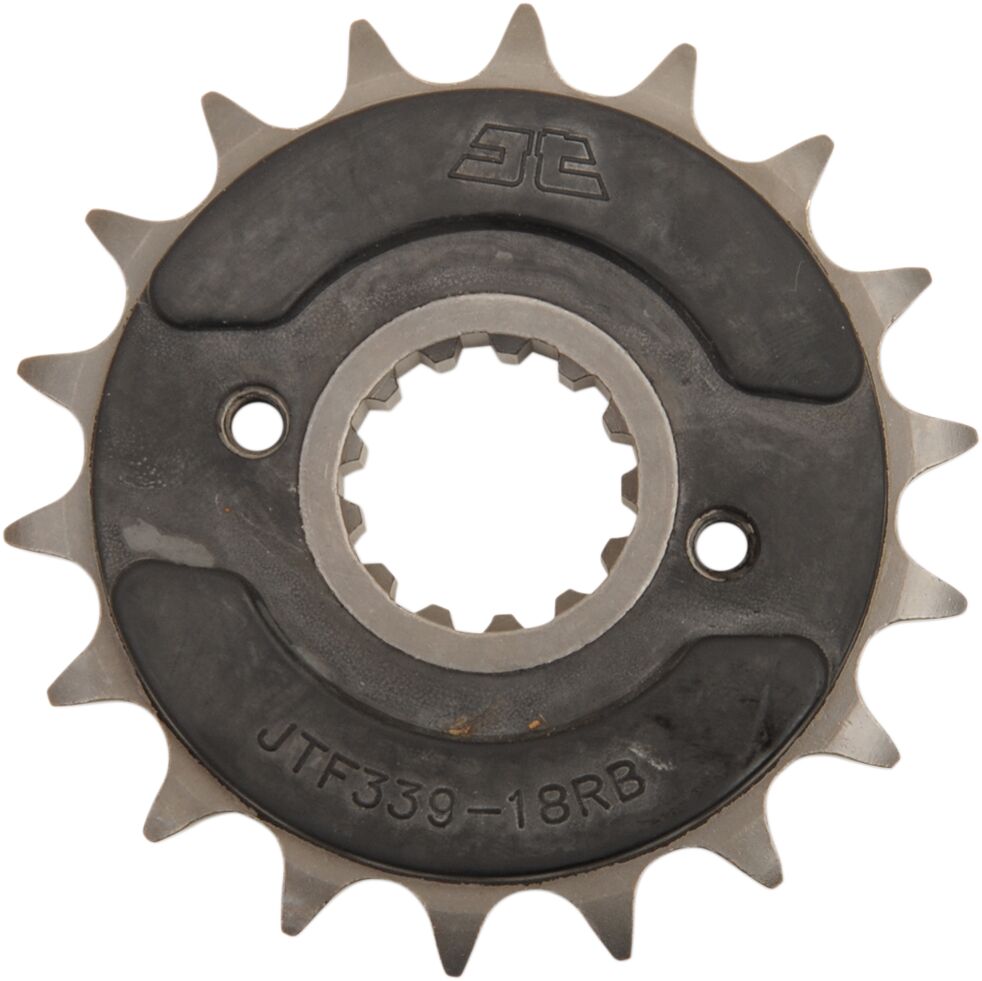 JTF339.18RB FRONT RUBBER CUSHIONED SPROCKET 18 TEETH 50 PITCH NATURAL SCM420 CHROMOLY STEEL ALLOY