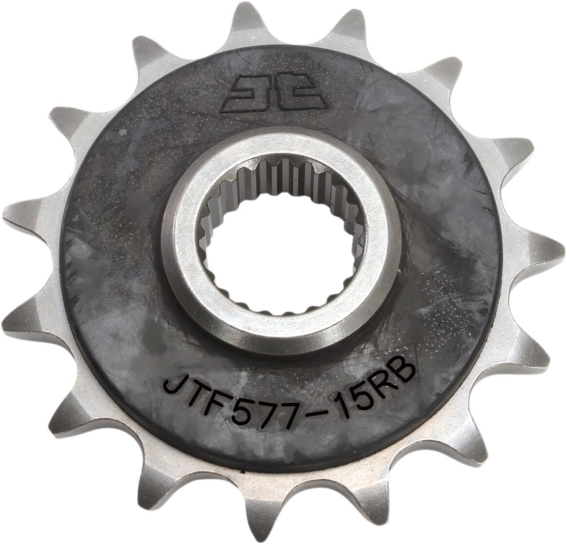 JTF577.15RB FRONT RUBBER CUSHIONED SPROCKET 15 TEETH 520 PITCH NATURAL SCM420 CHROMOLY STEEL ALLOY