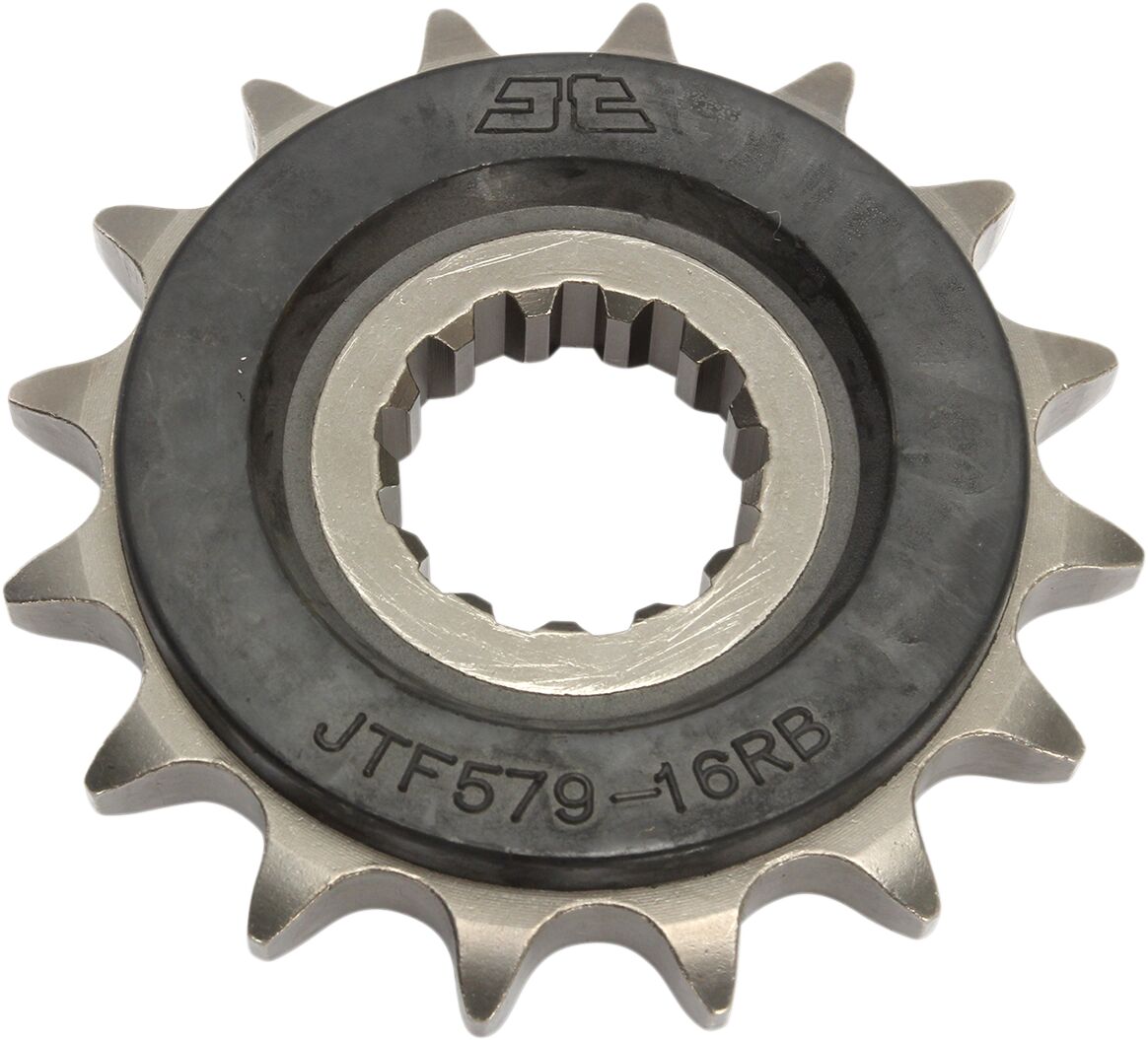 JTF579.16RB FRONT RUBBER CUSHIONED SPROCKET 16 TEETH 50 PITCH NATURAL SCM420 CHROMOLY STEEL ALLOY