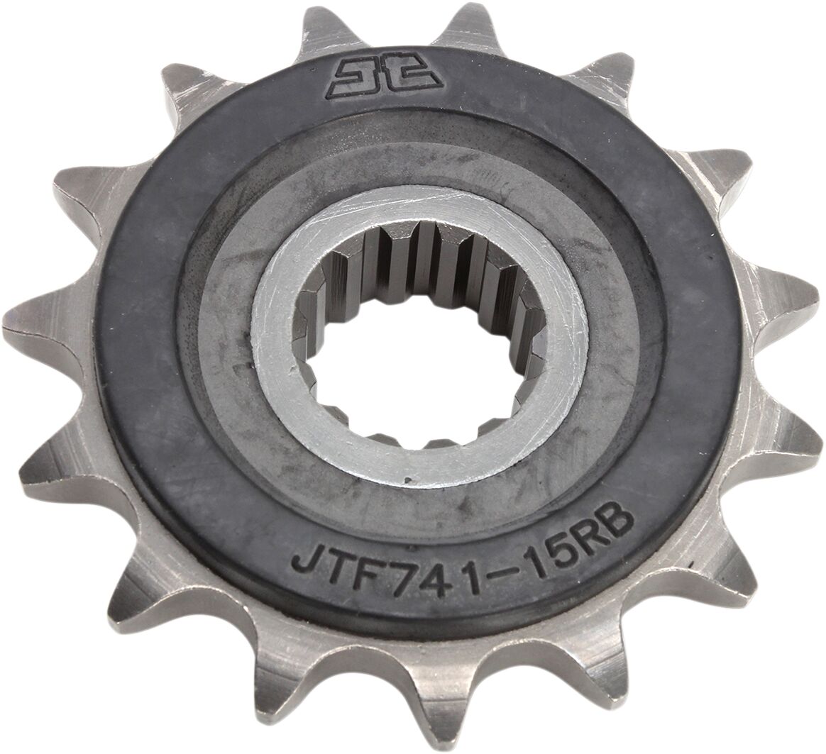 JTF741.15RB FRONT RUBBER CUSHIONED SPROCKET 15 TEETH 525 PITCH NATURAL SCM420 CHROMOLY STEEL ALLOY