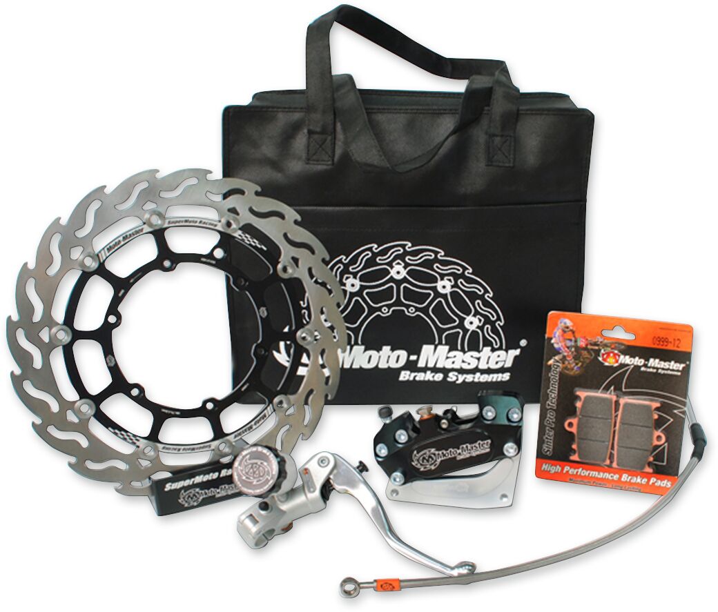 SM RACE KIT: 300mm FLOATING FLAME, BRAKE PADS/LINE,4 PISTON CALIPER/BRACKET, RADIAL MASTER CYLINDER