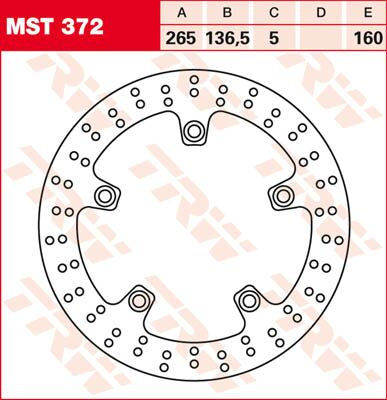 BRAKE ROTOR FIXED 265 ROUND REAR