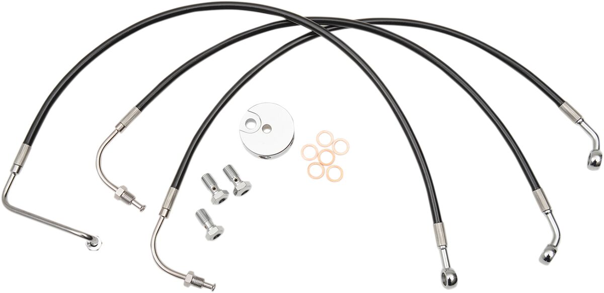 BRAKE LINE BLACK VINYL COATED STAINLESS BRAIDED FOR 12"-14" APE HANGERS