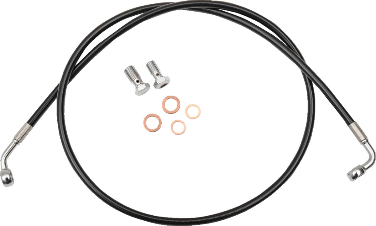 BRAKE LINE BLACK VINYL COATED STAINLESS BRAIDED FOR 12"-14" APE HANGERS