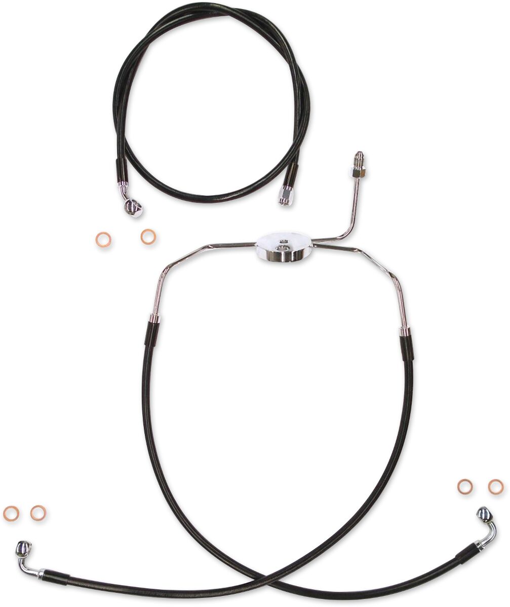 BRAKE LINE KIT DUAL DISC NON-ABS E-Z ALIGN XR BLACK PEARL BRAIDED 25"