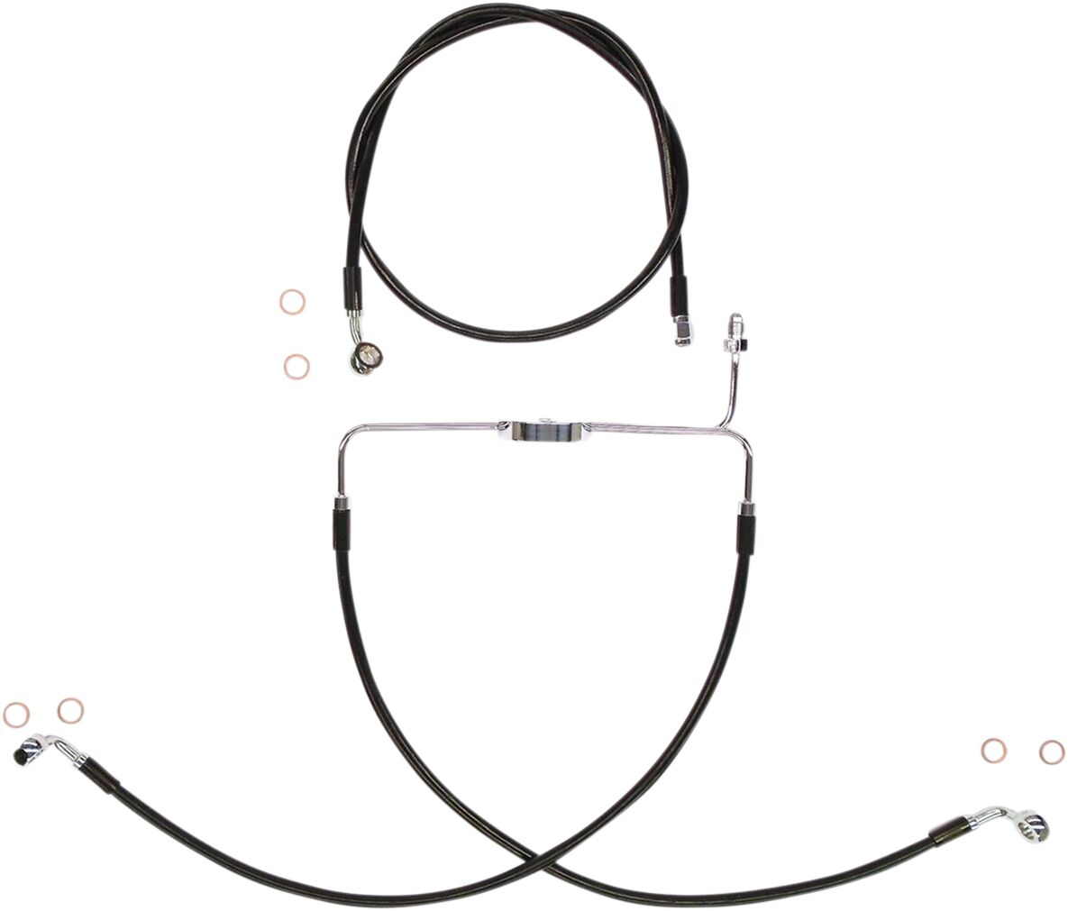 BRAKE LINE KIT DUAL DISC NON-ABS E-Z ALIGN XR BLACK PEARL BRAIDED 27"