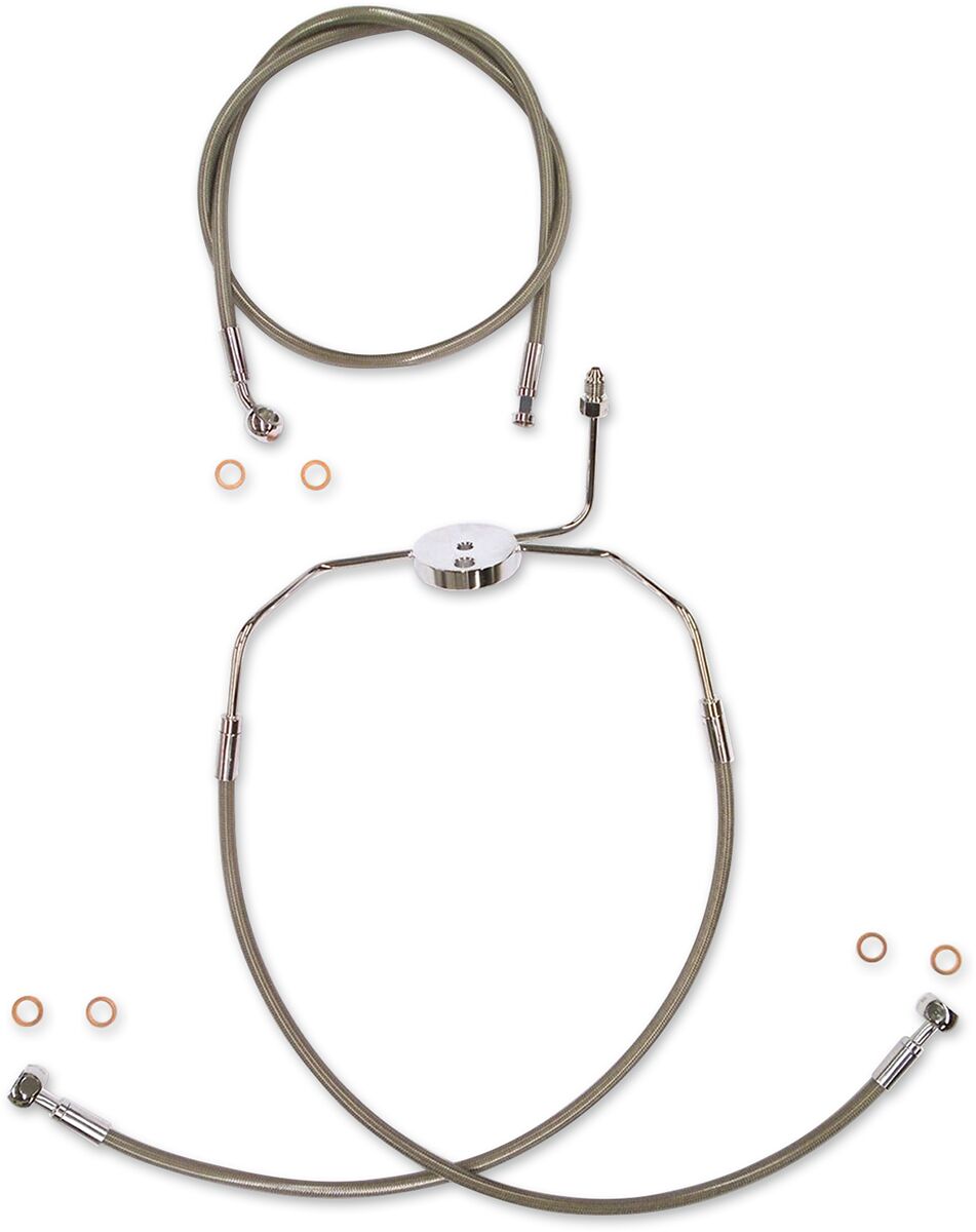 BRAKE LINE KIT DUAL DISC NON-ABS E-Z ALIGN XR POLISHED CHROME BRAIDED 29"