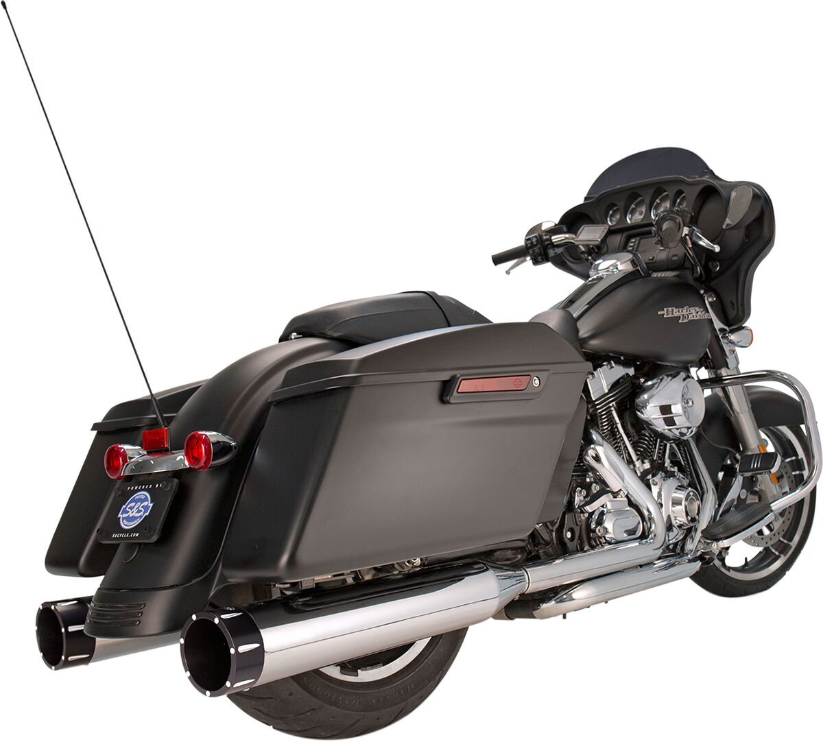 MUFFLER 4.5" SLIP-ON MK45 BLACK CONTRAST CUT TRACER END CAP-CHROME BODY FINISH