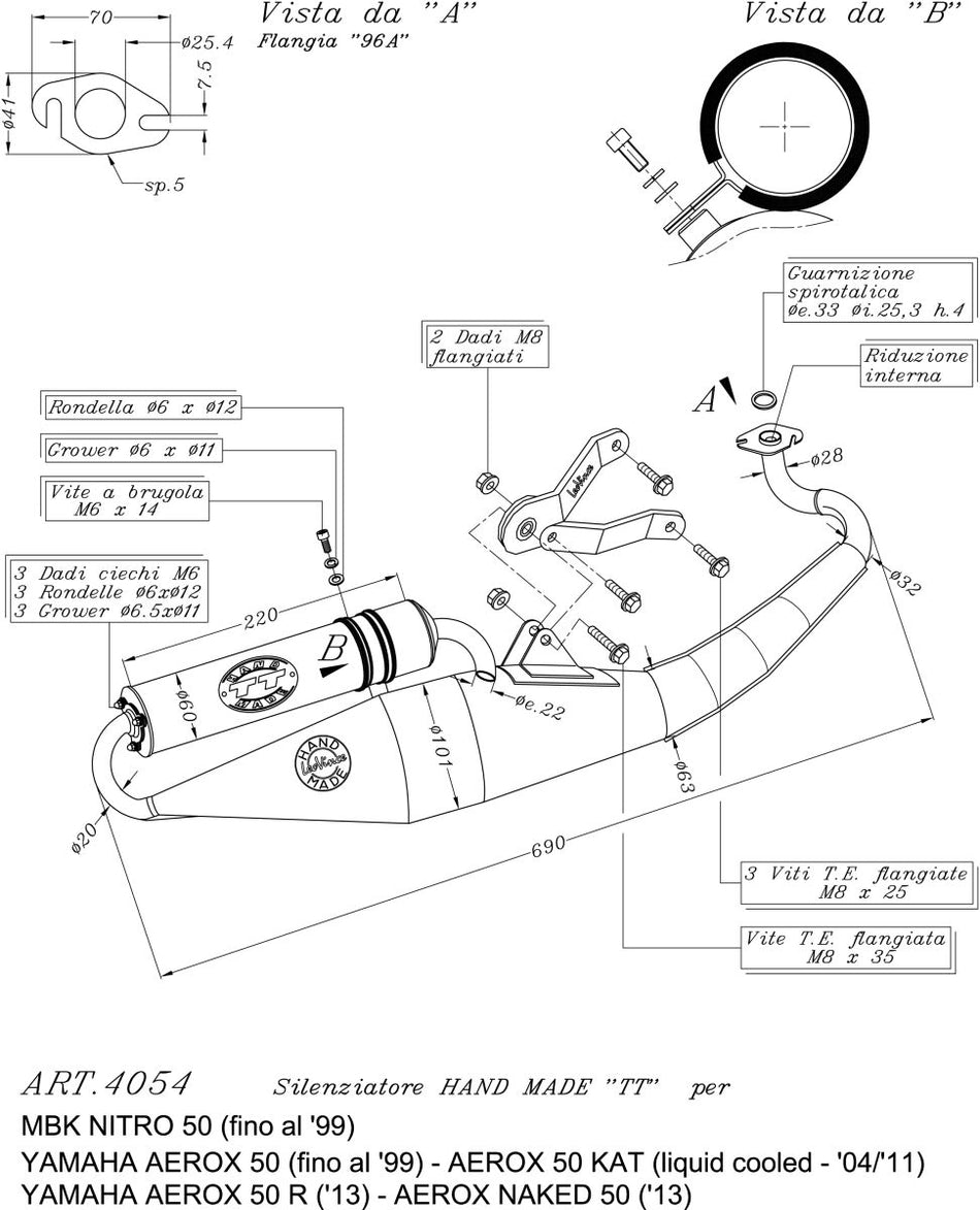 HAND MADE TT SS/AL FULL EXHAUST SYSTEM