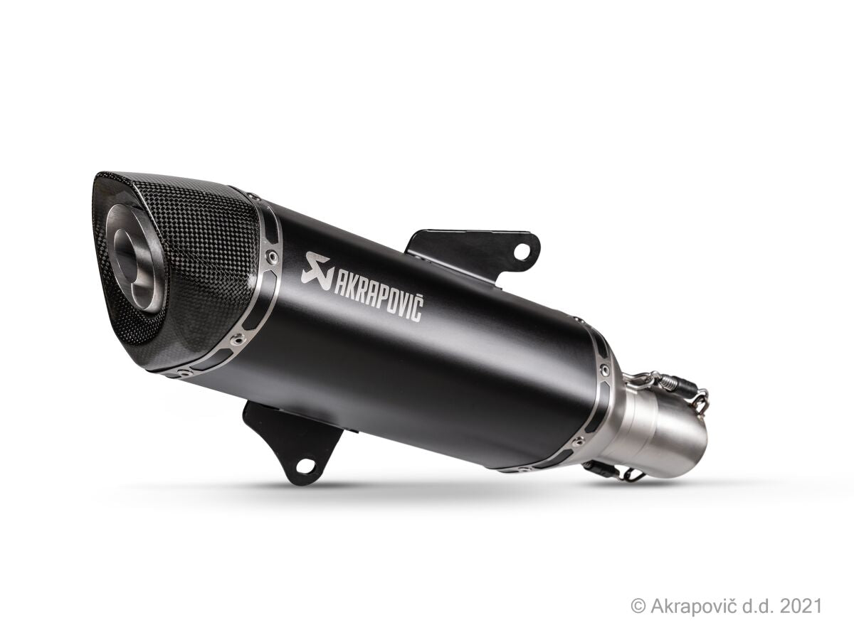 SLIP-ON LINE MUFFLER BLACK STAINLESS STEEL CARBON END CAP