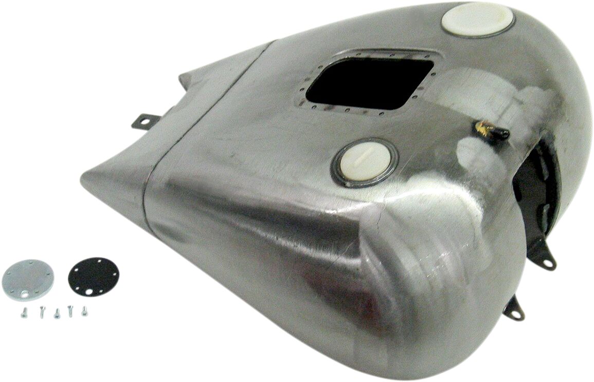 GASTANK ONE-PIECE EXTENDED 2" DASH STYLE W/ FUEL GAUGE BUNG SINGLE SCREW-IN CAP