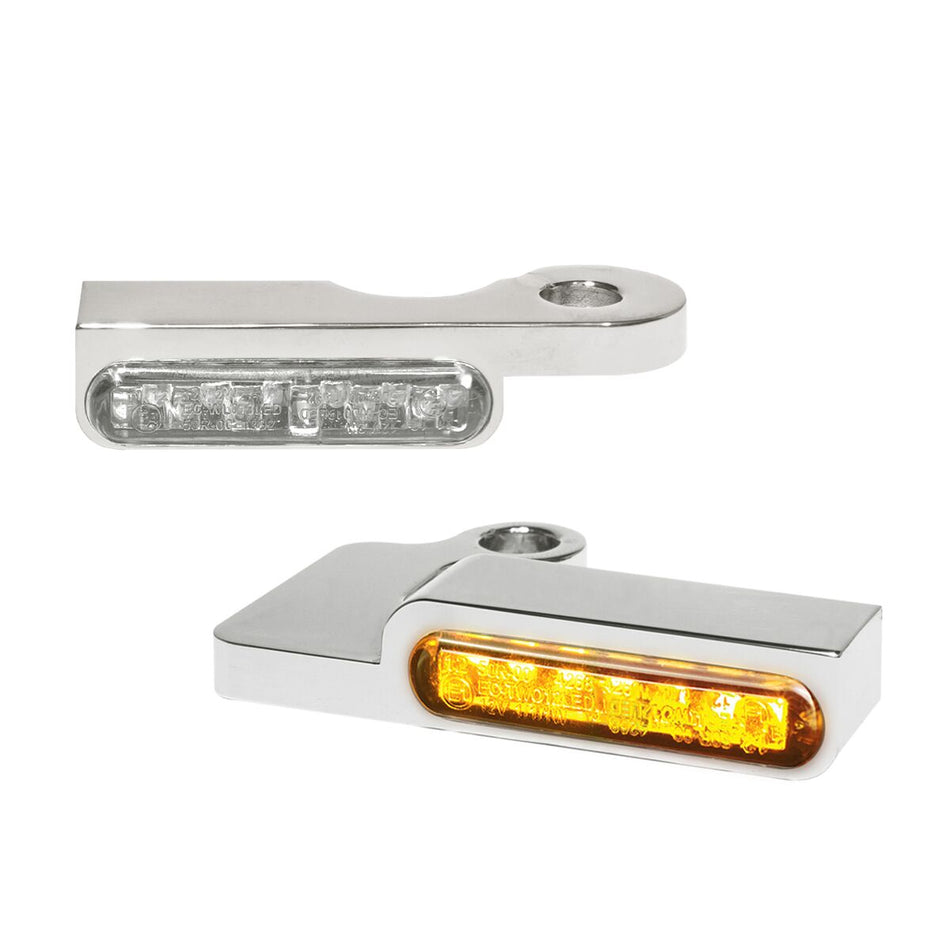 Handlebar Mounting LED Blinkers Amber/Chrome