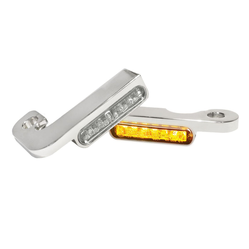 Handlebar Mounting LED Blinkers Amber/Chrome