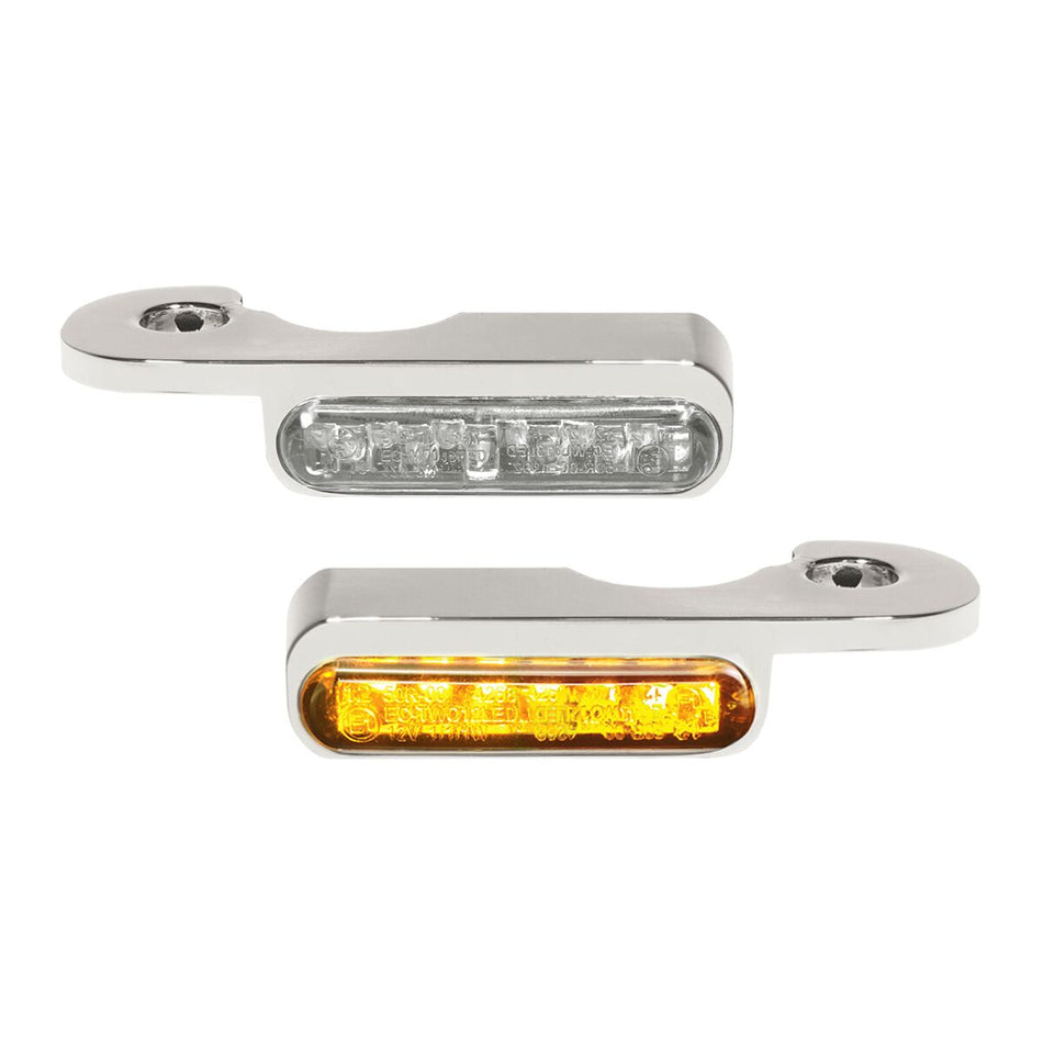 Handlebar Mounting LED Blinkers Amber/Chrome