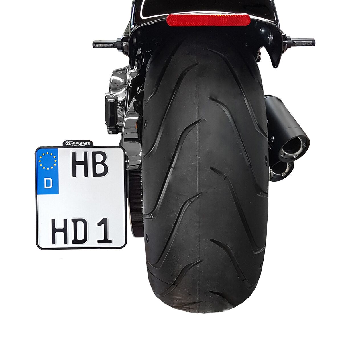 SIDE MOUNT LICENSE PLATE HOLDER W/TL ALUMINUM CHROME (FXD