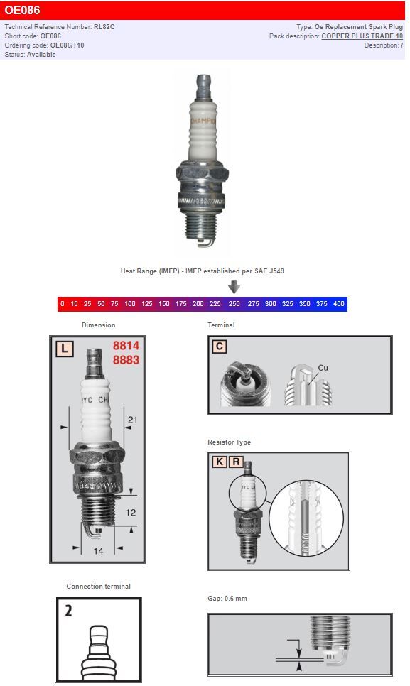 CHAMPION S-PLUG RL82C