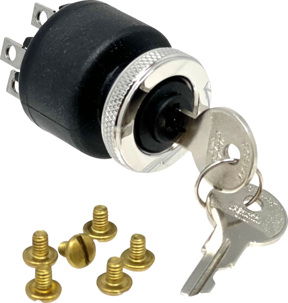 SWITCH IGNITION KEY-START UNIVERSAL MARINE GRADE POLISHED SS