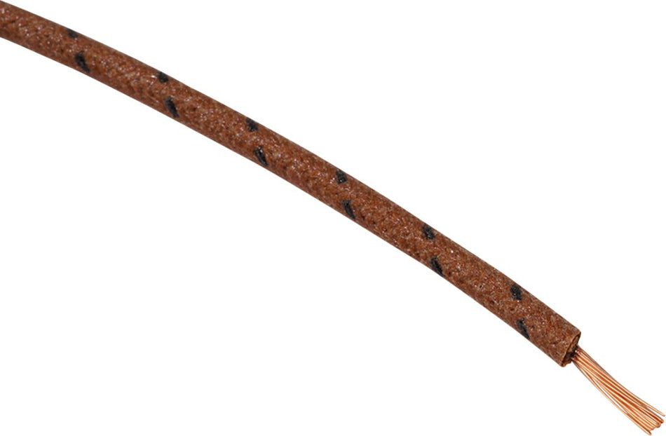 WIRE 16-GAUGE CLOTH BRAIDED 25' BROWN WITH BLACK TRACER