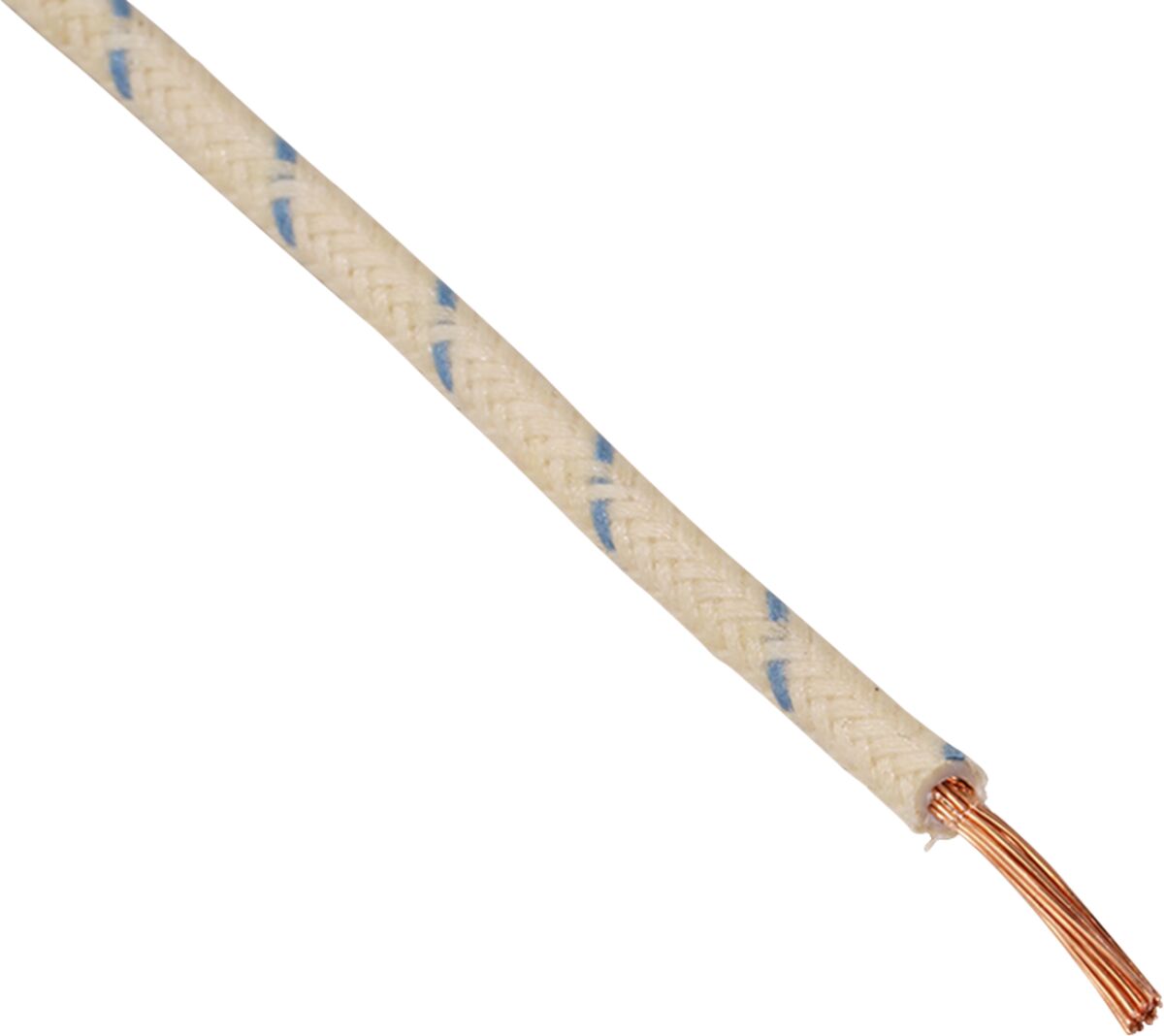 WIRE 16-GAUGE CLOTH BRAIDED 25' WHITE WITH BLUE TRACER