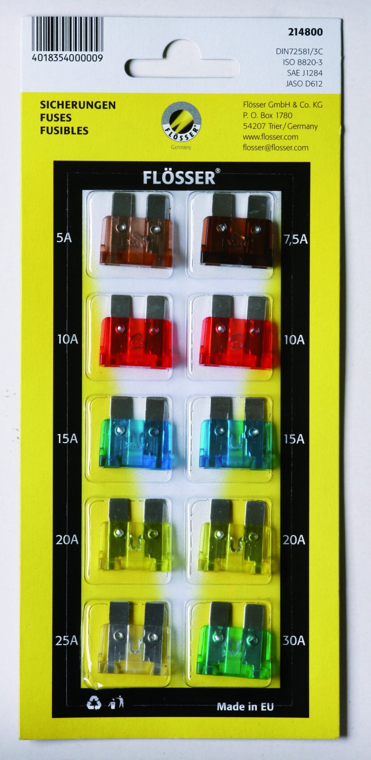 FUSES STANDRD ASSORT 10 PIECES CARD
