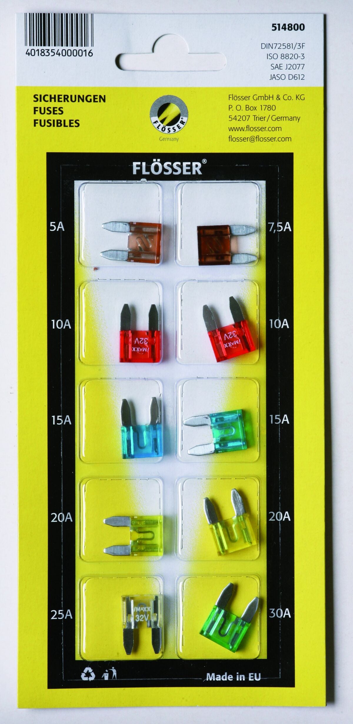 FUSES MINI 10 PIECES CARD