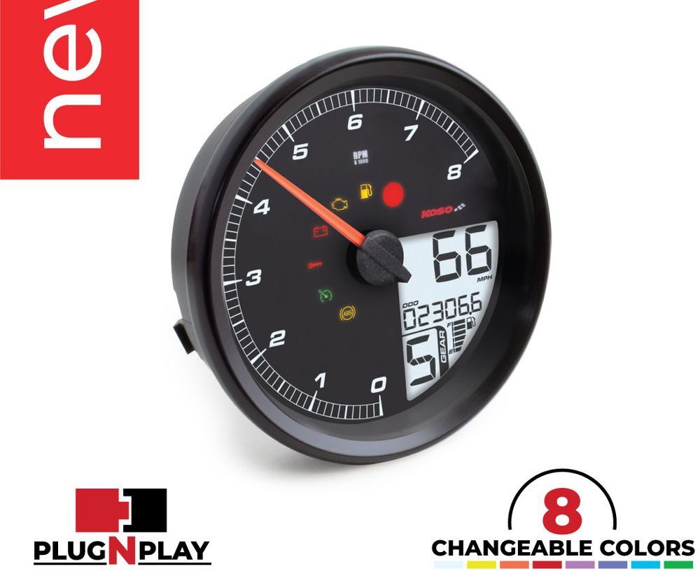 HD-05 MULTIFUNCTION METER DYNA MULTI FIT BLACK BEZEL